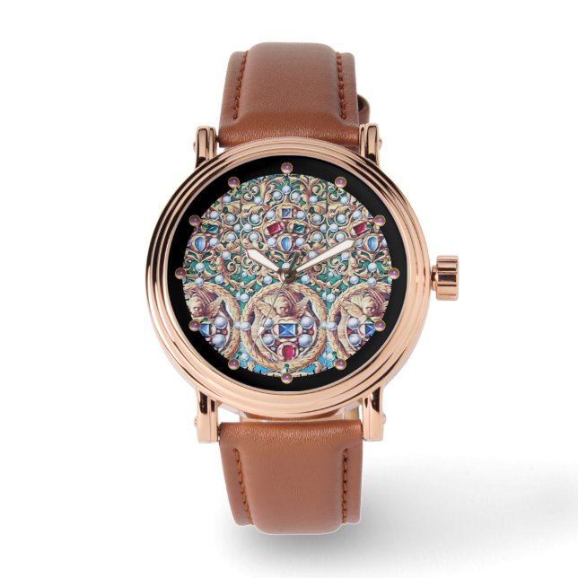 RELOJ DE PULSERA ÁNGELES CON JOYAS ANTIGUAS, GEMSTONES, PERLAS (Anverso)