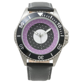 Reloj De Pulsera Anillos concéntricos negros de lavanda dotada fest