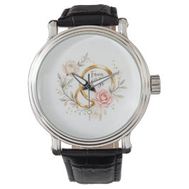 Reloj De Pulsera Anillos de boda románticos arte Forever & Always