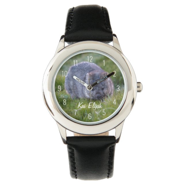 Reloj De Pulsera Animal de Wombat australiano come hierba (Anverso)