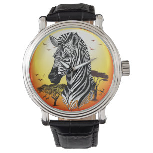 Reloj De Pulsera Animal silvestre de la sabana africana cebra