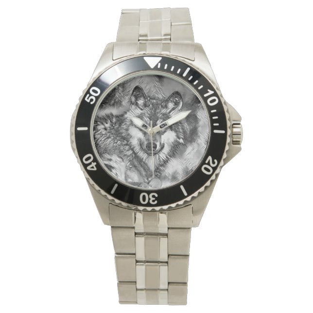 Reloj De Pulsera AnimalArtBW_Wolf_001 (Anverso)