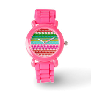 Reloj De Pulsera Animales Coloridos Retro Patrón Moderno de Rayas #