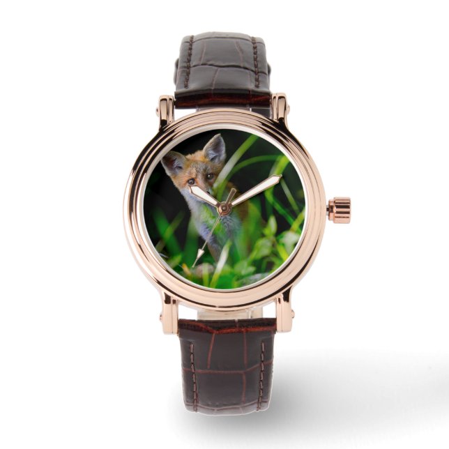 Reloj De Pulsera Animales de bebé más afectados | Baby Red Fox (Anverso)