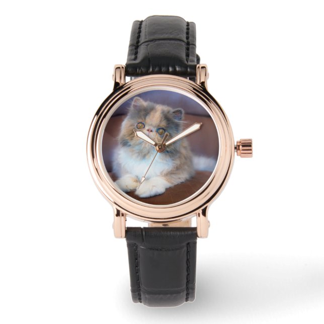 Reloj De Pulsera Animales de bebé más afectados | Calico Persian Ki (Anverso)