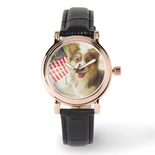 Reloj De Pulsera Animales de bebé más afectados   Corgi de bandera 