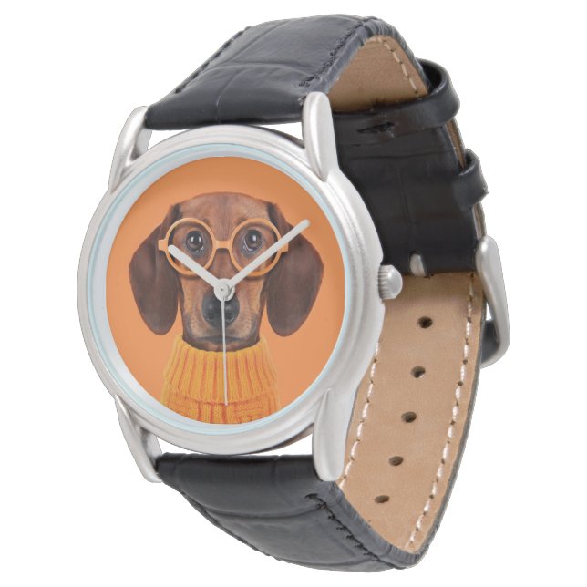 Reloj De Pulsera Animales de bebé más afectados | Dachshund Naranja (Angular)