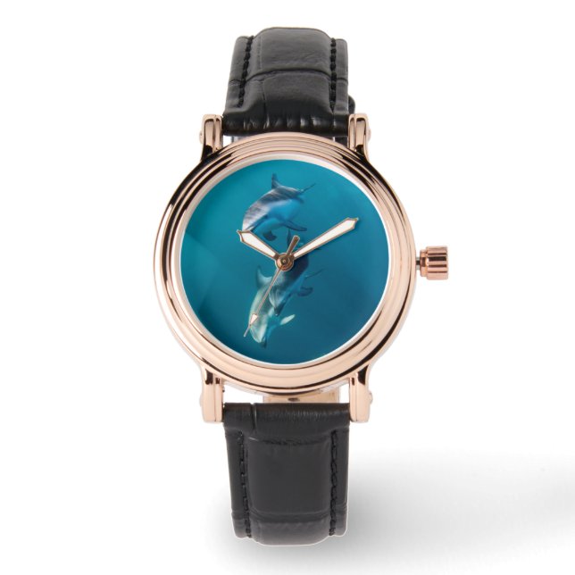 Reloj De Pulsera Animales de bebé más afectados | Dolphin Family (Anverso)
