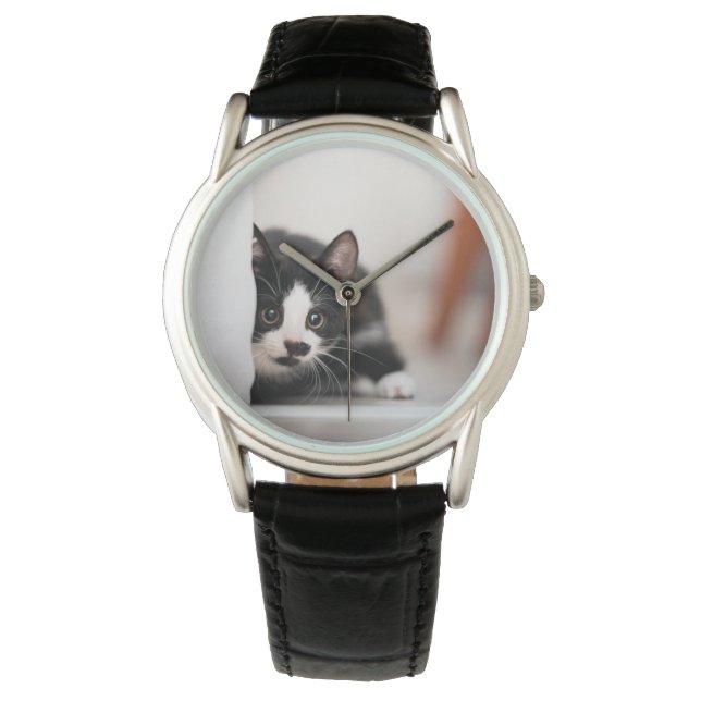 Reloj De Pulsera Animales de bebé más afectados | Gatito blanco y n (Anverso)