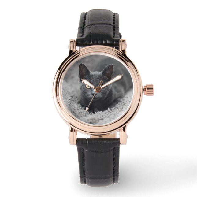 Reloj De Pulsera Animales de bebé más afectados | Gato gris (Anverso)