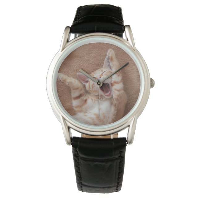 Reloj De Pulsera Animales de bebé más afectados | Ginger Kitten Yaw (Anverso)