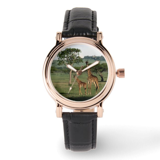 Reloj De Pulsera Animales de bebé más afectados | Giraffe Calf & Ma (Anverso)