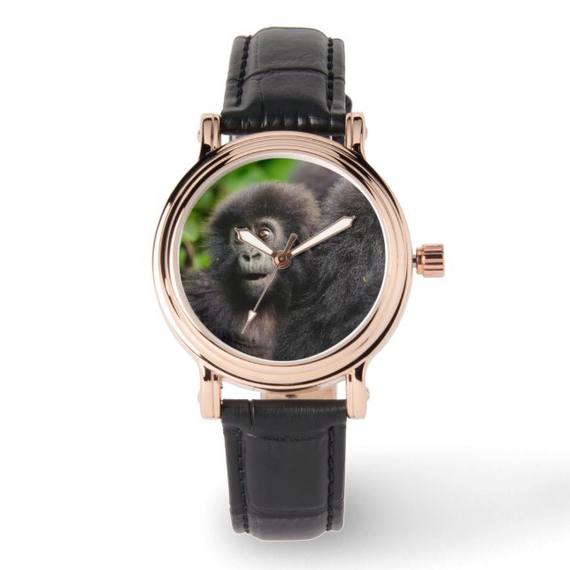 Reloj De Pulsera Animales de bebé más afectados | Gorila de montaña (Anverso)