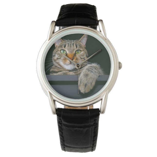 Reloj De Pulsera Animales de bebé más afectados | Gris Tabby Cat Fa (Anverso)