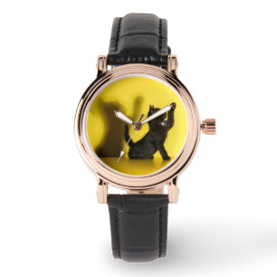 Reloj De Pulsera Animales de bebé más afectados   Jugar al gato neg