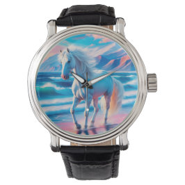 Reloj De Pulsera Animales de caballo oleaje montañas libertad