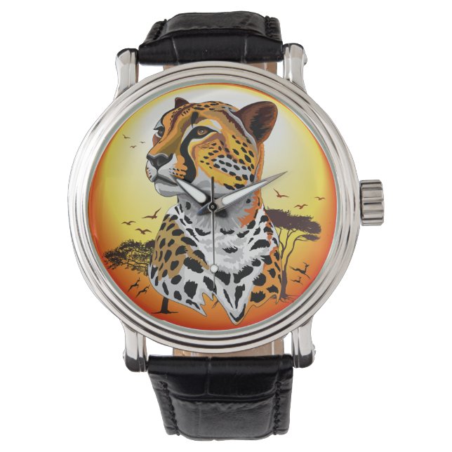 Reloj De Pulsera Animales salvajes de la costa africana Cheetah (Anverso)