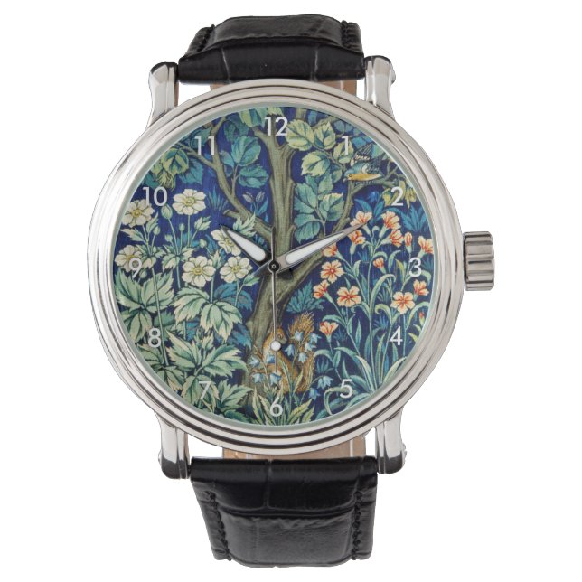 Reloj De Pulsera Animales y flores, bosque, William Morris (Anverso)