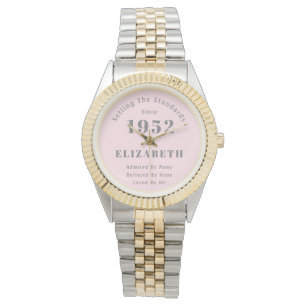 Reloj De Pulsera Aniversario de 1952 de la elegante mujer gris rosa