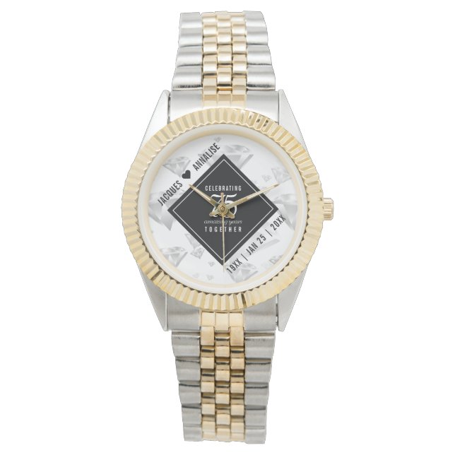 Reloj De Pulsera Aniversario de bodas de diamante 75º elegante (Anverso)