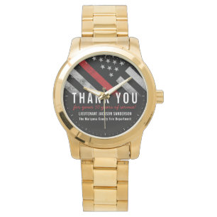 Reloj De Pulsera Aniversario de jubilación de bombero Bandera de lí