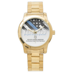 Reloj De Pulsera Aniversario de la Jubilación de la Policía Bandera