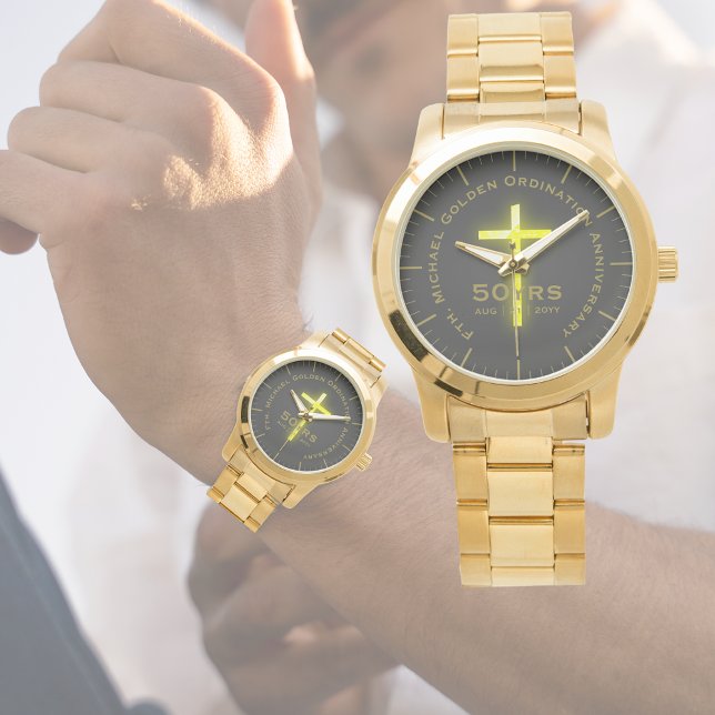 Reloj De Pulsera Aniversario de la Ordenación | Texto Personalizado (Subido por el creador)