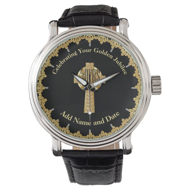 Reloj De Pulsera Aniversario del Sacerdote GOLDEN JUBILEE - EDITAR  (Anverso)
