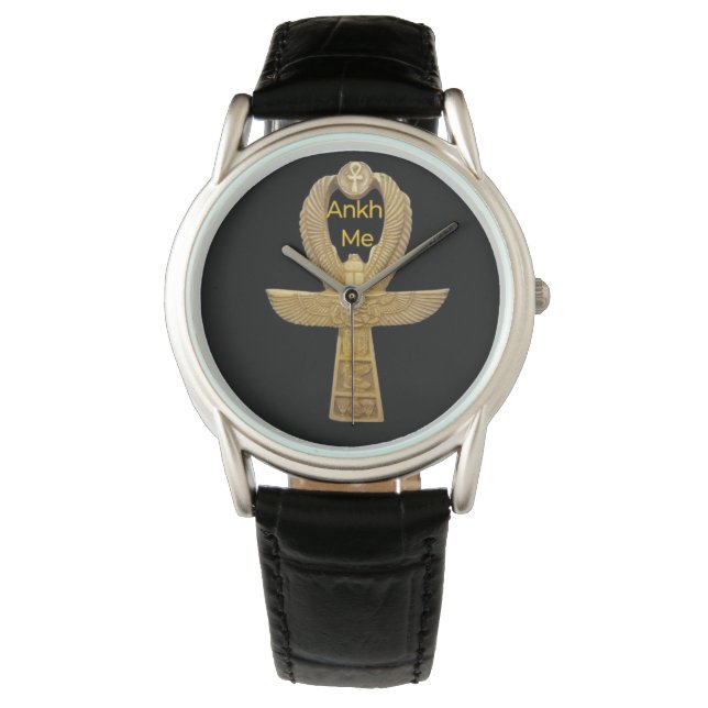 Reloj De Pulsera "Ankh Me" Black Vintage Leather Watch edición ltd (Anverso)