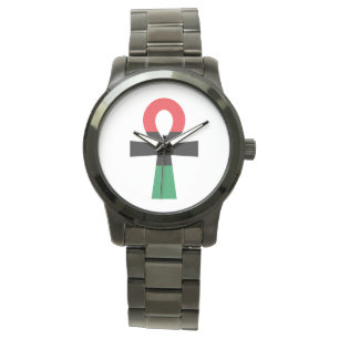 Reloj De Pulsera Ankh rojo, negro y verde