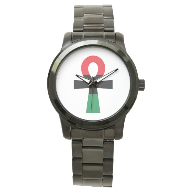 Reloj De Pulsera Ankh rojo, negro y verde (Anverso)