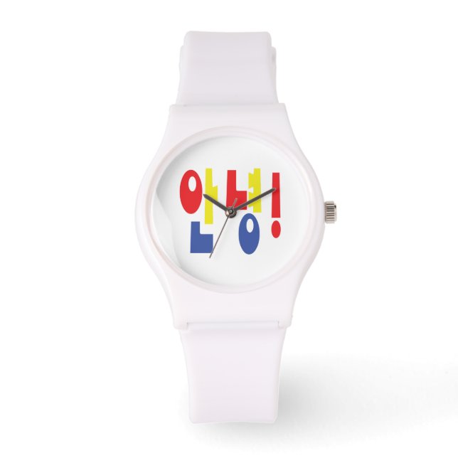 Reloj De Pulsera ¡Annyeong! Hi/Hello 안 녕 idioma hangul coreano (Anverso)