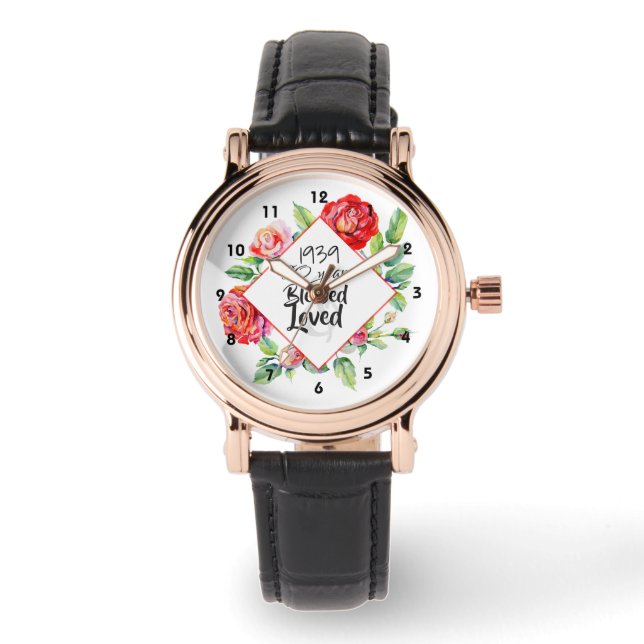 Reloj De Pulsera AÑO ADD: regalo de cumpleaños para mujeres Rosas (Anverso)
