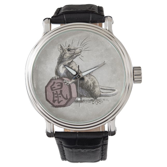 Reloj De Pulsera Año de la Rata Arte Zodiaco Chino (Anverso)