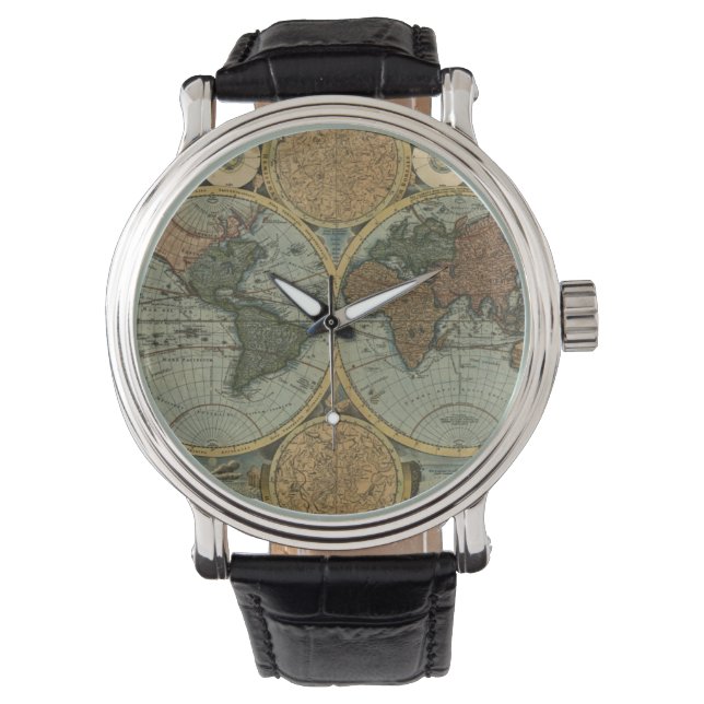 Reloj De Pulsera Anólogo del mapa del viejo mundo de la vieja época (Anverso)