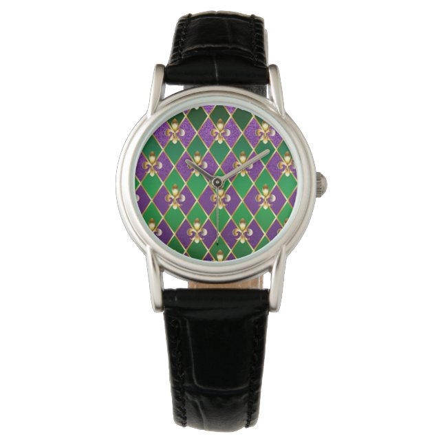 Reloj De Pulsera Antecedentes de joyas Mardi Gras (Anverso)