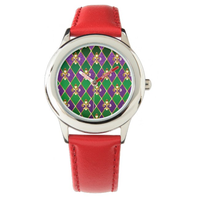 Reloj De Pulsera Antecedentes de joyas Mardi Gras (Anverso)