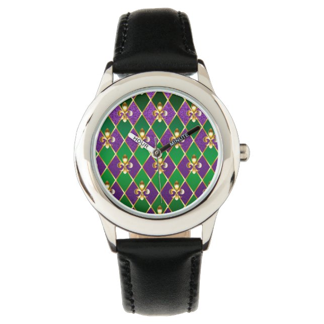 Reloj De Pulsera Antecedentes de joyas Mardi Gras (Anverso)