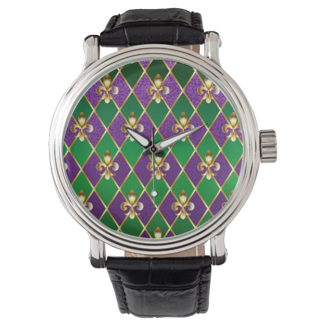 Reloj De Pulsera Antecedentes de joyas Mardi Gras (Anverso)