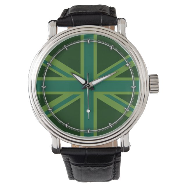 Reloj De Pulsera Antecedentes de la bandera azul de la unión Verde  (Anverso)