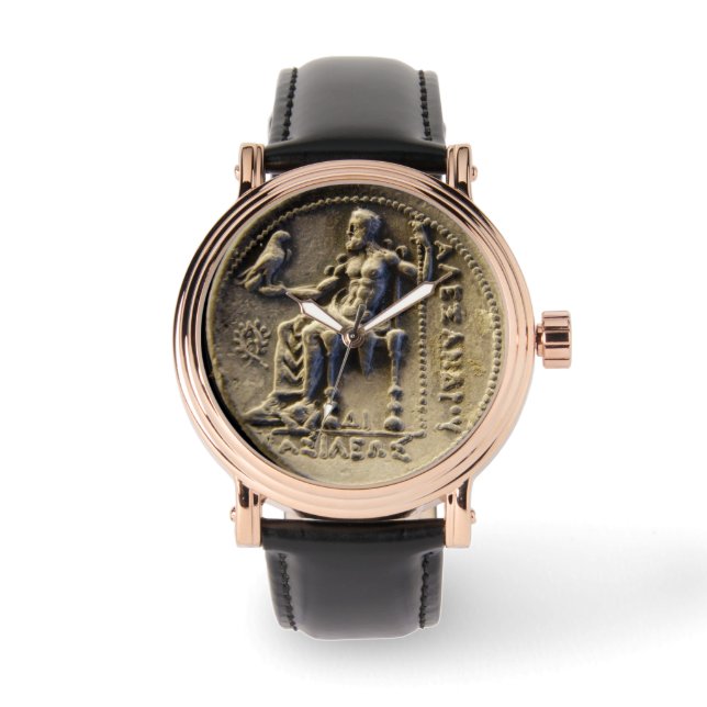 Reloj De Pulsera ANTIGUA MONEDA GRIEGA/ZEUS CON Águila impresa (Anverso)
