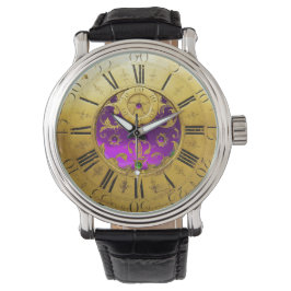 Reloj De Pulsera ANTIGUA TIEMPO Púrpura Ametría Gemstones,Oro Amari