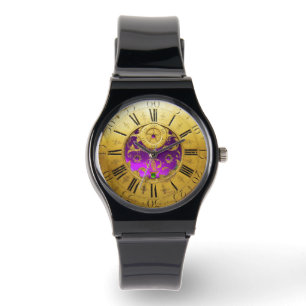 Reloj De Pulsera ANTIGUA TIEMPO Púrpura Ametría Gemstones,Oro Amari