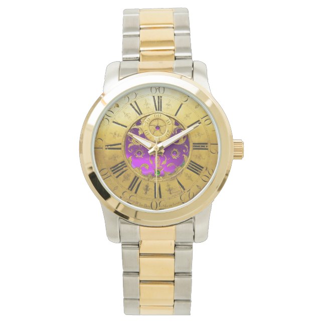 Reloj De Pulsera ANTIGUA TIEMPO Púrpura Ametría Gemstones,Oro Amari (Anverso)
