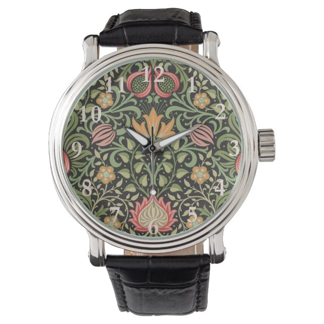 Reloj De Pulsera Antigüedad floral persa William Morris (Anverso)