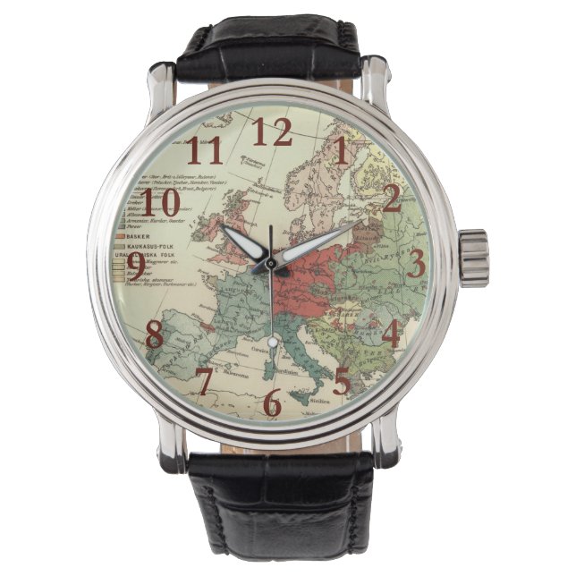 Reloj De Pulsera Antigüedad mundial de los países del mapa de Europ (Anverso)