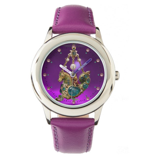 RELOJ DE PULSERA ANTIGUO CABALLO DE MAR GEMSTONES Y PERLAS JEWEL (Anverso)