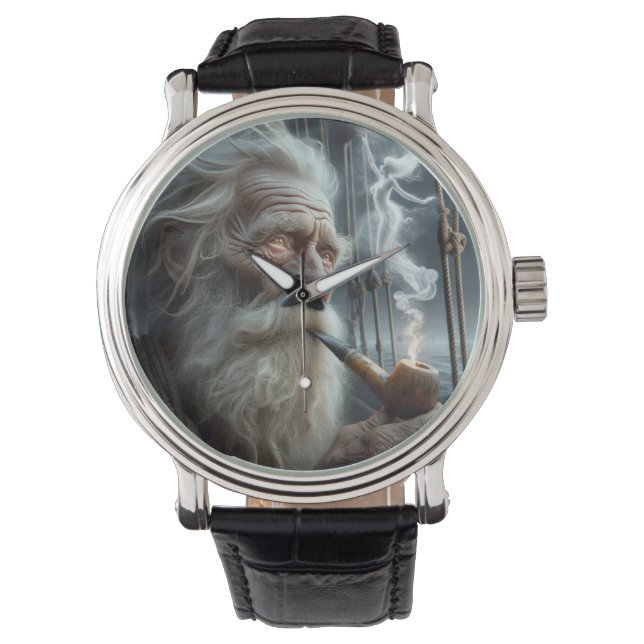 Reloj De Pulsera Antiguo marinero fumando una tubería (Anverso)