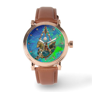 RELOJ DE PULSERA ANTIQUE SEAHORSE JEWEL,EFECTO OPAL VERDE AZUL
