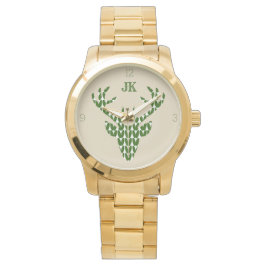 Reloj De Pulsera Antlers Deer Hunter Xmas Iniciales Personalizadas
